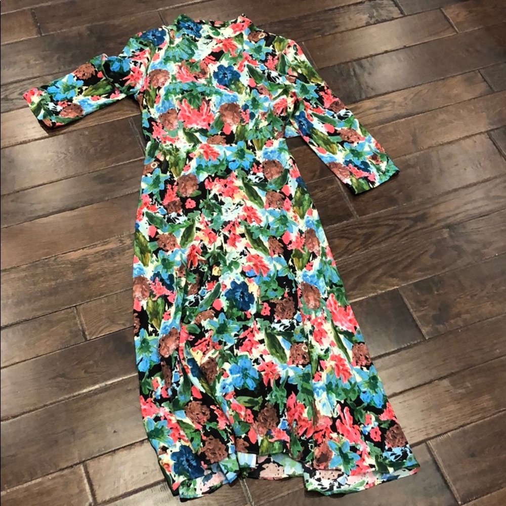 NWOT Floral Tie Back/ Open Back Zara Midi Dress
